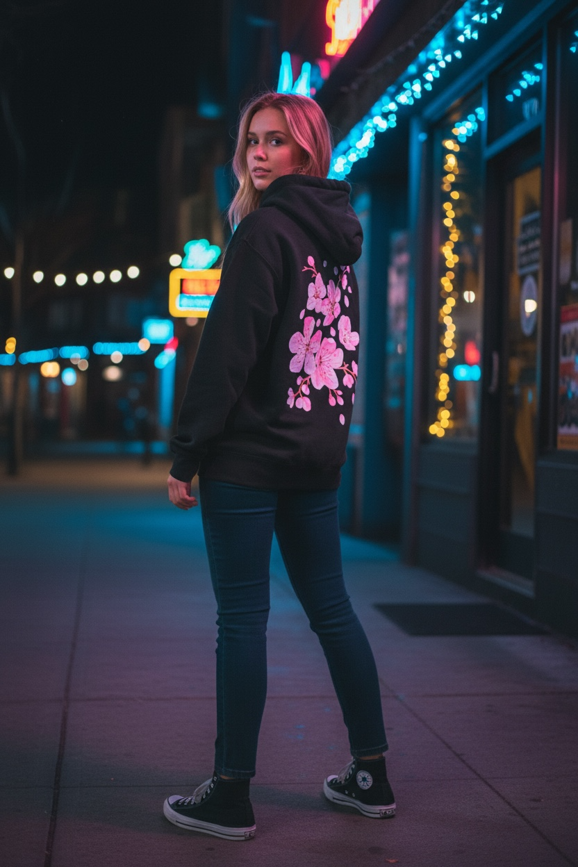 Cherry Blossom 3L Hoodie (BLACK)